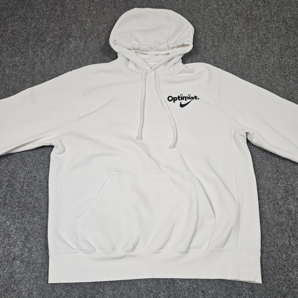 Nike x Optimist Oversized Hoodie XL White‎ Smiley Logo Swoosh Mental Wellness
